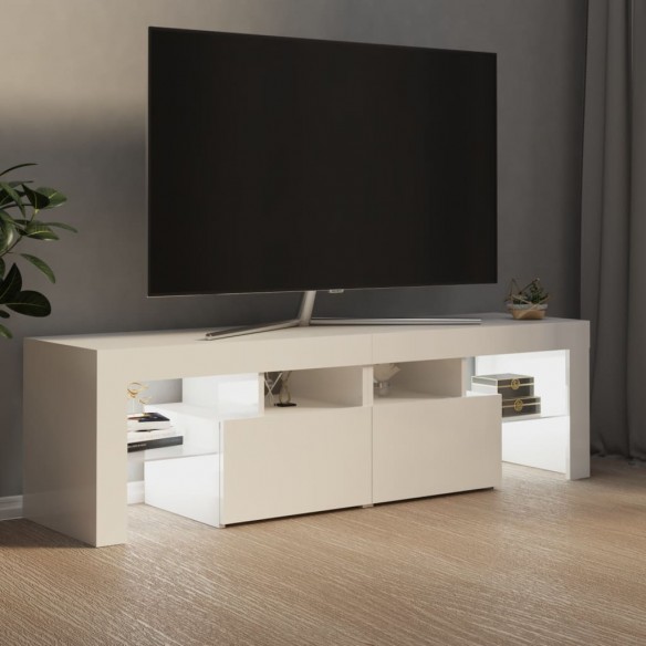 Meuble TV avec lumières LED Blanc brillant 140x36,5x40 cm