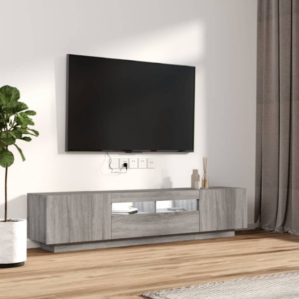 Ensemble de meubles TV avec lumières LED 2 pcs Sonoma gris