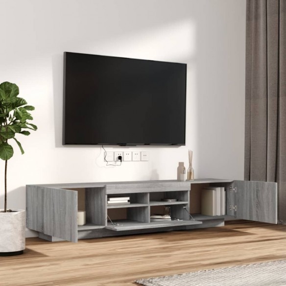 Ensemble de meubles TV avec lumières LED 2 pcs Sonoma gris