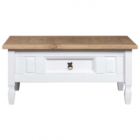 Table basse Pin mexicain Gamme Corona Blanc 100x55x45 cm