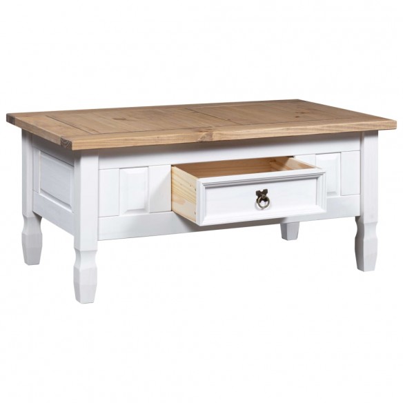 Table basse Pin mexicain Gamme Corona Blanc 100x55x45 cm