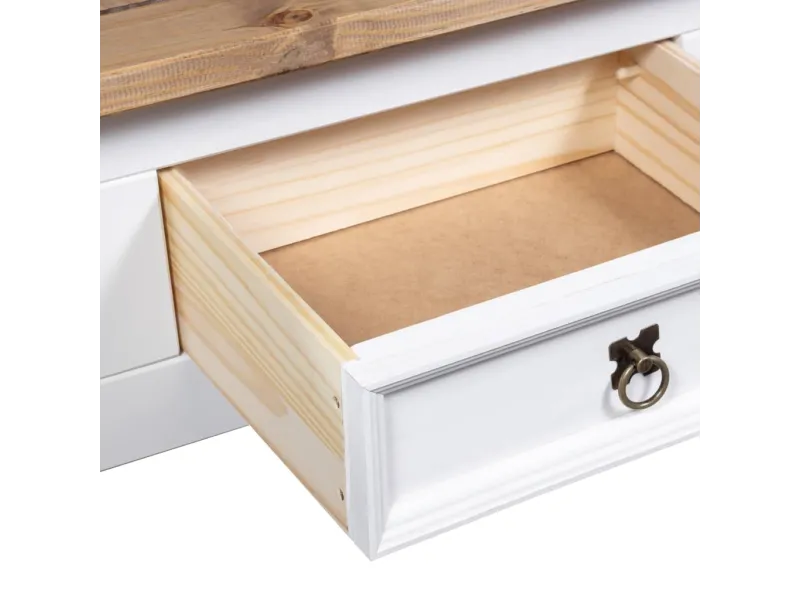 Table basse Pin mexicain Gamme Corona Blanc 100x55x45 cm