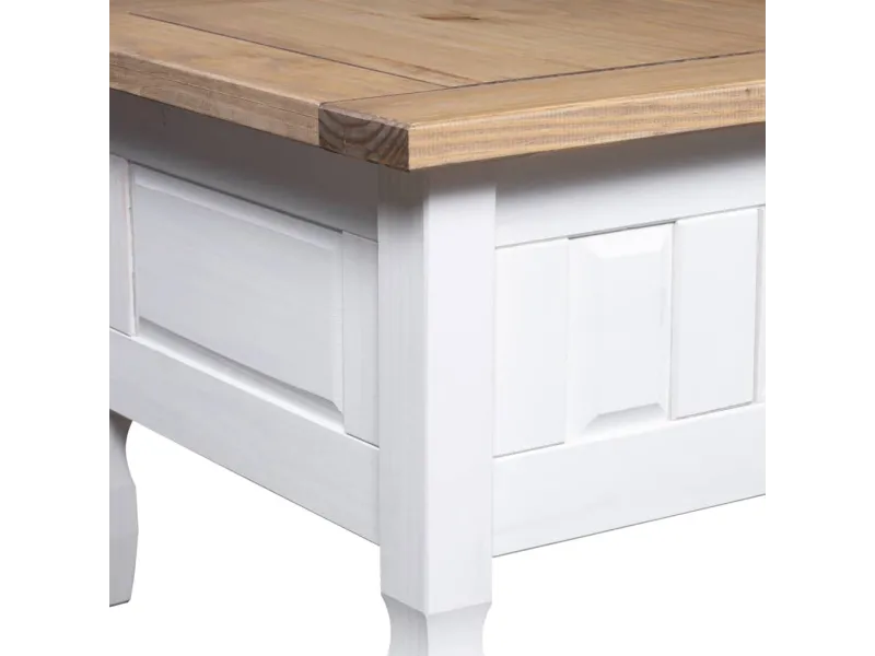 Table basse Pin mexicain Gamme Corona Blanc 100x55x45 cm