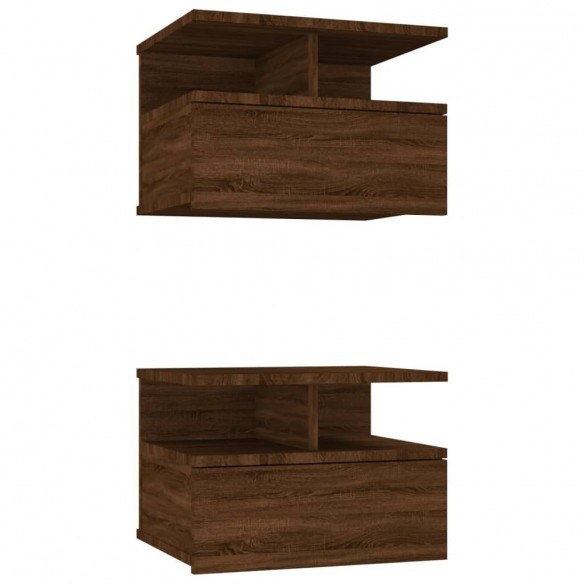 Tables de chevet flottantes 2 pcs Chêne marron 40x31x27 cm