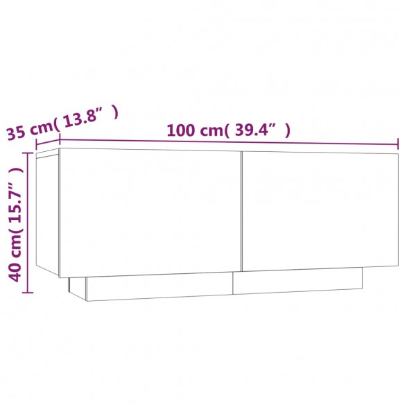 Meuble TV Chêne fumé 100x35x40 cm Bois d'ingénierie