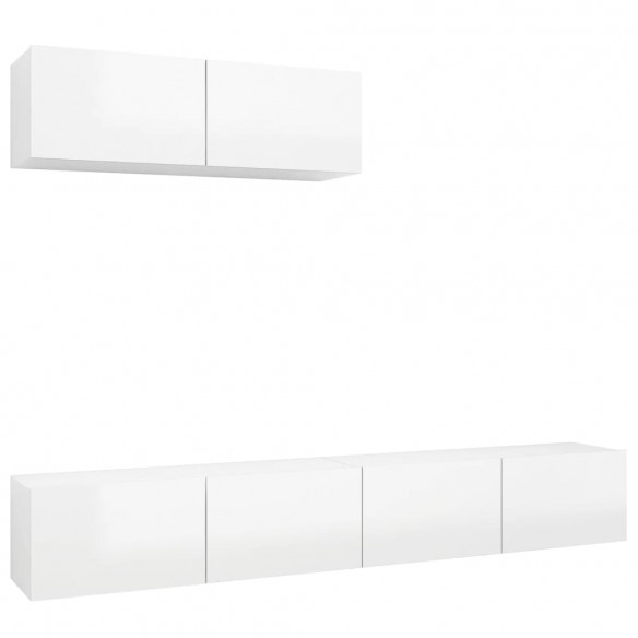 Meubles TV 3 pcs Blanc brillant Aggloméré