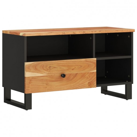 Meuble TV 80x33x46 cm bois d'acacia solide et bois d'ingénierie