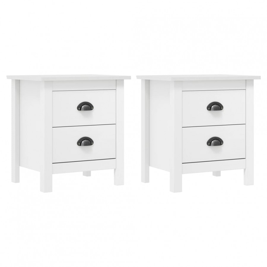 Tables de chevet Hill 2 pcs Blanc 46x35x49,5 cm Bois pin solide