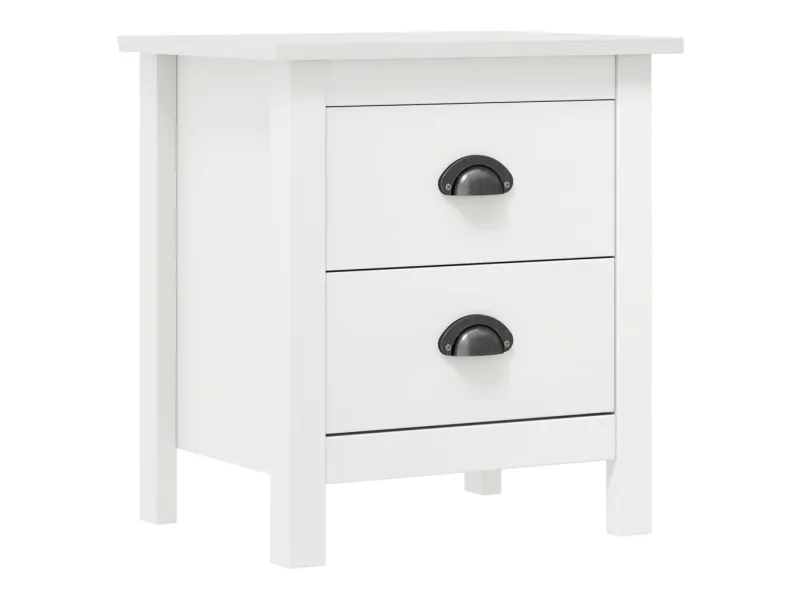 Tables de chevet Hill 2 pcs Blanc 46x35x49,5 cm Bois pin solide