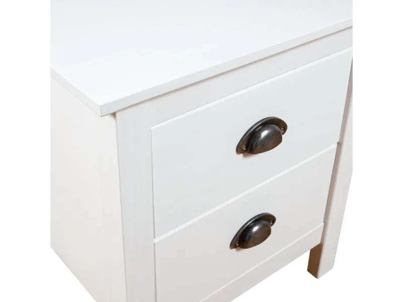 Tables de chevet Hill 2 pcs Blanc 46x35x49,5 cm Bois pin solide