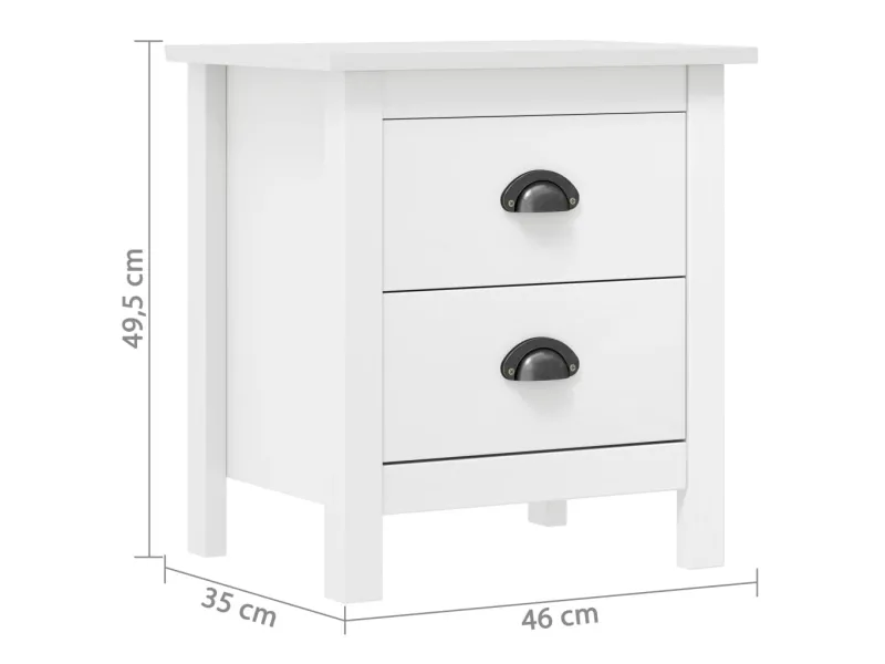 Tables de chevet Hill 2 pcs Blanc 46x35x49,5 cm Bois pin solide