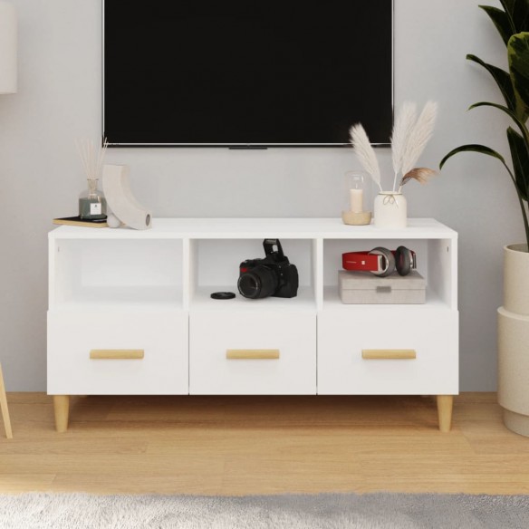 Meuble TV Blanc 102x36x50 cm Bois d'ingénierie