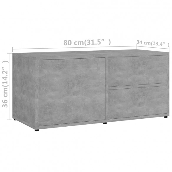 Meuble TV Gris béton 80x34x36 cm Aggloméré