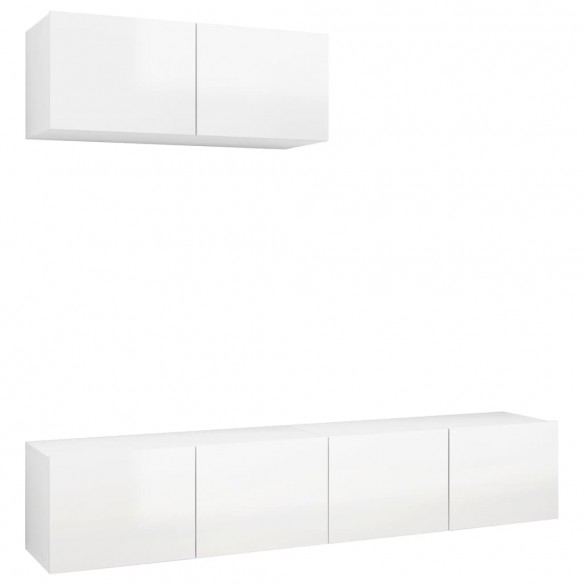 Meubles TV 3 pcs Blanc brillant Aggloméré