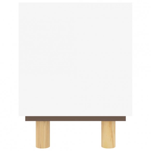 Meuble TV Blanc 105x30x40cm Bois de pin massif et rotin naturel