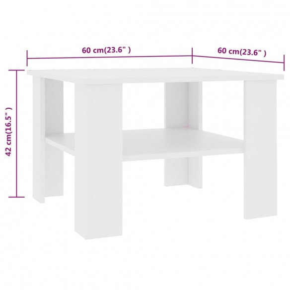 Table basse Blanc 60 x 60 x 42 cm Aggloméré