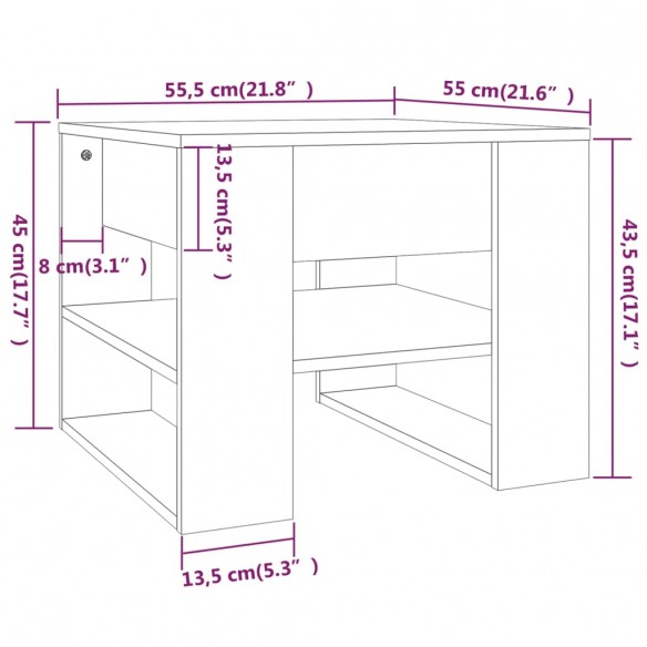 Table basse Blanc 55,5x55x45 cm Bois d'ingénierie