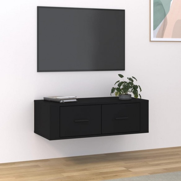 Meuble TV suspendu Noir 80x36x25 cm Bois d'ingénierie