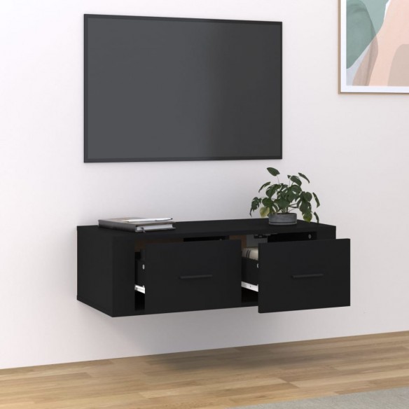 Meuble TV suspendu Noir 80x36x25 cm Bois d'ingénierie