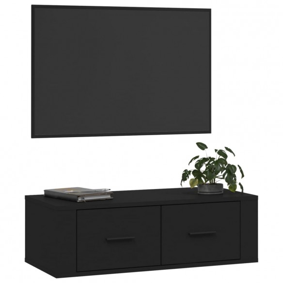 Meuble TV suspendu Noir 80x36x25 cm Bois d'ingénierie