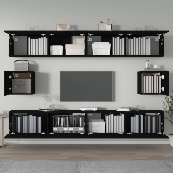 Ensemble de meubles TV 6 pcs Noir Bois d'ingénierie