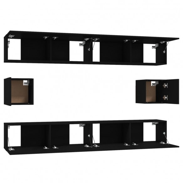 Ensemble de meubles TV 6 pcs Noir Bois d'ingénierie