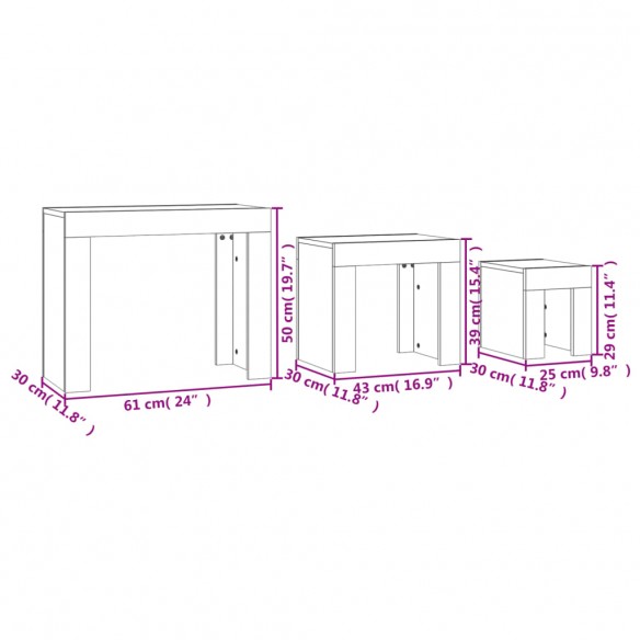 Tables basses gigognes 3 pcs Gris béton Aggloméré