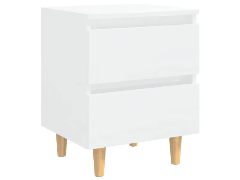 Tables de chevet pieds en pin 2 pcs Blanc brillant 40x35x50 cm