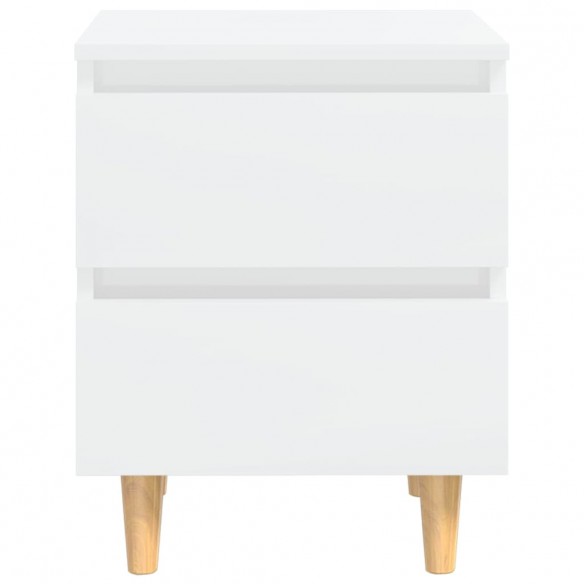 Tables de chevet pieds en pin 2 pcs Blanc brillant 40x35x50 cm