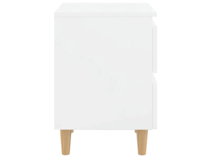 Tables de chevet pieds en pin 2 pcs Blanc brillant 40x35x50 cm