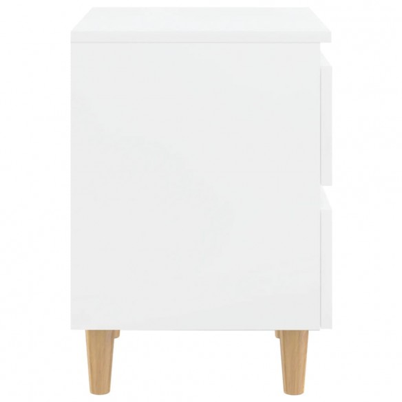 Tables de chevet pieds en pin 2 pcs Blanc brillant 40x35x50 cm