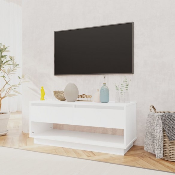 Meuble TV Blanc 102x41x44 cm Aggloméré