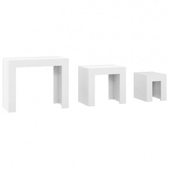 Tables basses gigognes 3 pcs Blanc brillant Aggloméré