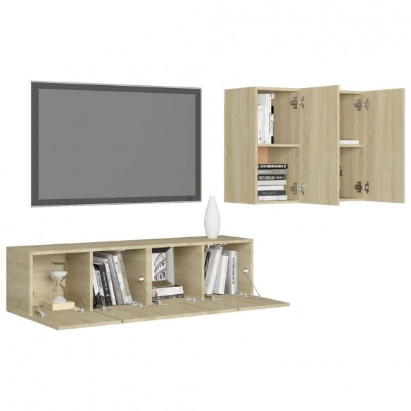 Ensemble de meuble TV 4 pcs Chêne sonoma Aggloméré