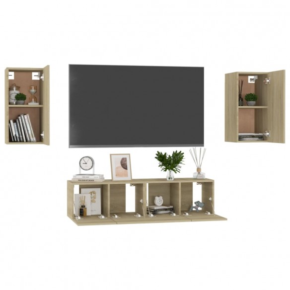 Ensemble de meubles TV 4 pcs Chêne sonoma Aggloméré