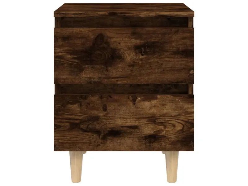 Tables de chevet et pieds en bois 2 pcs Chêne fumé 40x35x50 cm