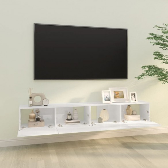 Meubles TV 2 pcs Blanc brillant 100x30x30 cm Bois d'ingénierie