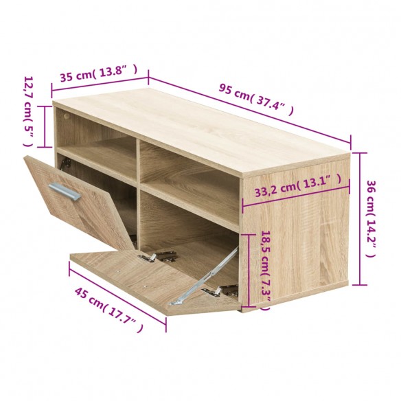 Meuble TV Aggloméré 95 x 35 x 36 cm Chêne