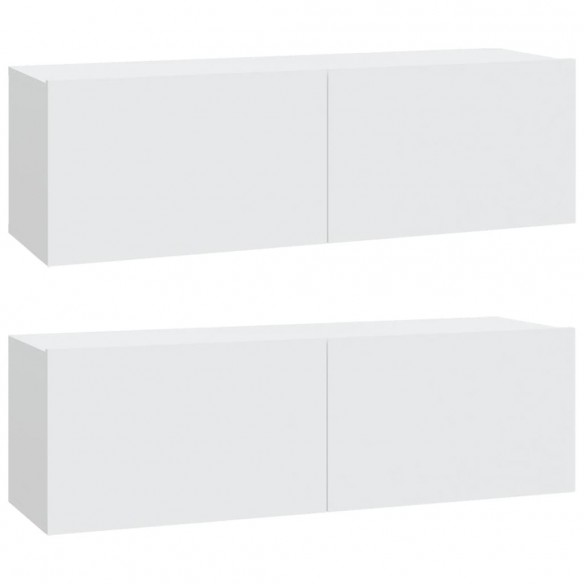 Meubles TV 2 pcs Blanc 100x30x30 cm Bois d'ingénierie