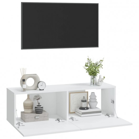 Meubles TV 2 pcs Blanc 100x30x30 cm Bois d'ingénierie