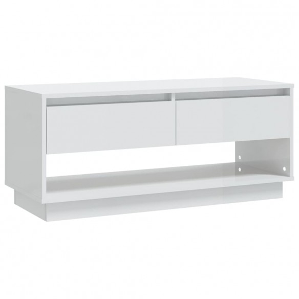 Meuble TV Blanc brillant 102x41x44 cm Aggloméré