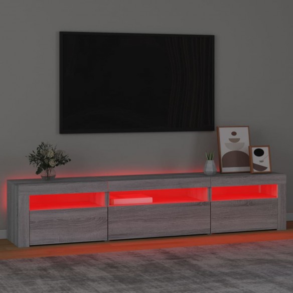 Meuble TV avec lumières LED Sonoma gris 195x35x40 cm