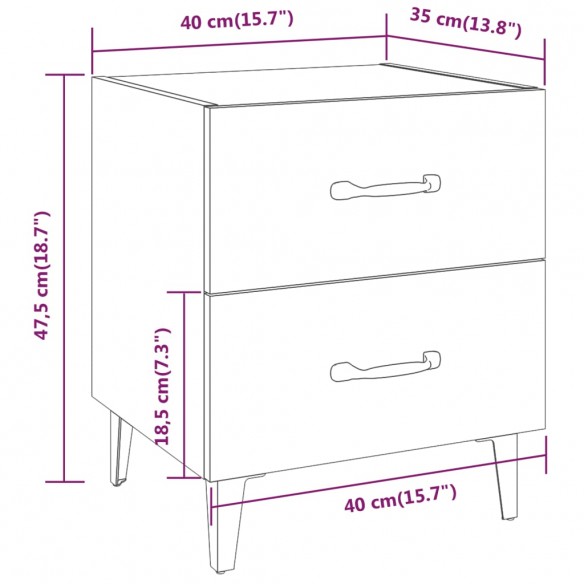 Tables de chevet 2 pcs Blanc brillant 40x35x47,5 cm