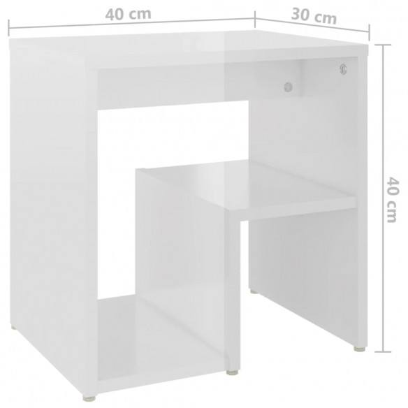 Table de chevet Blanc brillant 40x30x40 cm Aggloméré