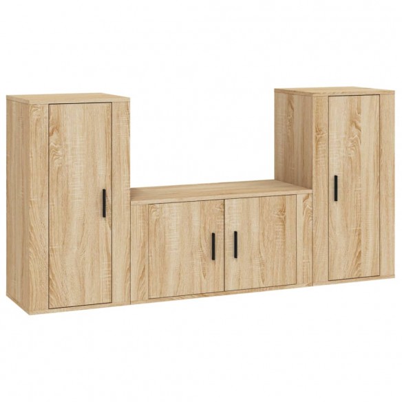 Ensemble de meubles TV 3 pcs Chêne sonoma Bois d'ingénierie