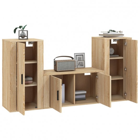 Ensemble de meubles TV 3 pcs Chêne sonoma Bois d'ingénierie