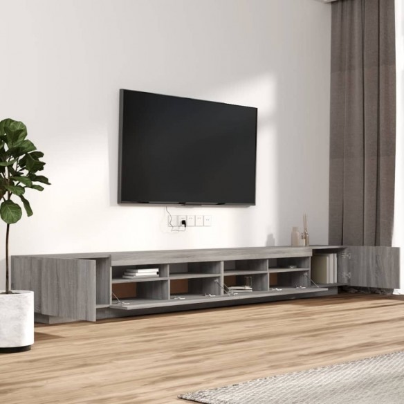 Ensemble de meubles TV avec lumières LED 3 pcs Sonoma gris