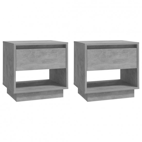 Tables de chevet 2 pcs Gris béton 45x34x44 cm Aggloméré