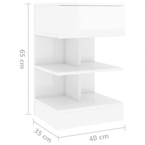 Tables de chevet 2 pcs Blanc brillant 40x35x65 cm