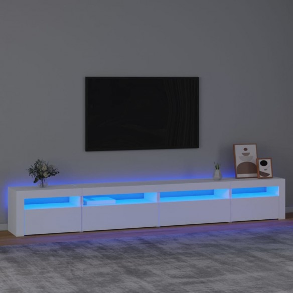 Meuble TV avec lumières LED Blanc 270x35x40 cm